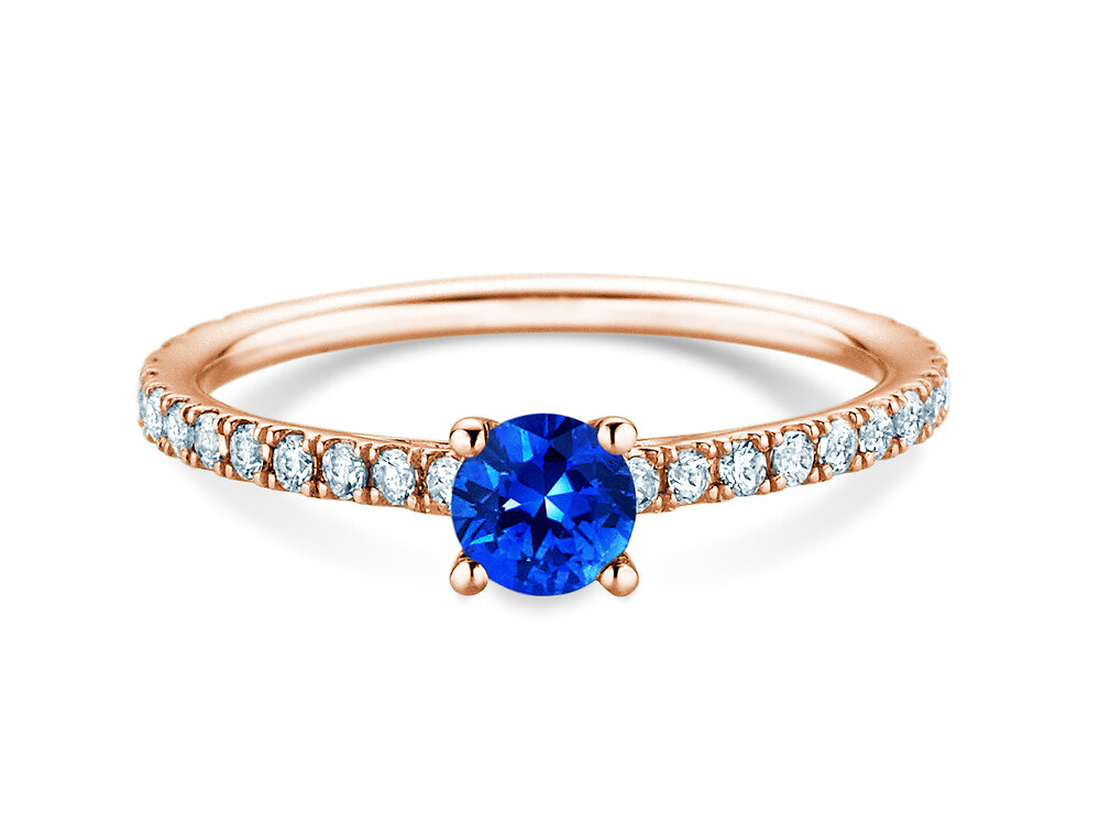 Verlobungsring Bright in 14K Roségold mit Saphir 0,50ct und Diamanten 0,36ct