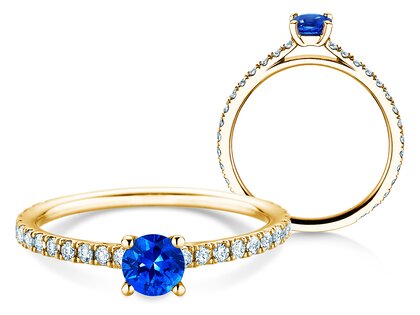 Verlobungsring Bright in 14K Gelbgold mit Saphir 0,50ct und Diamanten 0,36ct