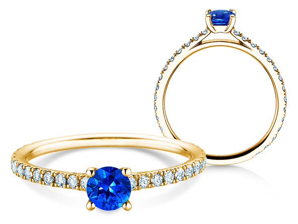 Verlobungsring Bright in 14K Gelbgold mit Saphir 0,50ct und Diamanten 0,36ct