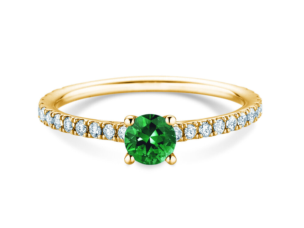 Verlobungsring Bright in 18K Gelbgold mit Smaragd 0,40ct und Diamanten 0,36ct