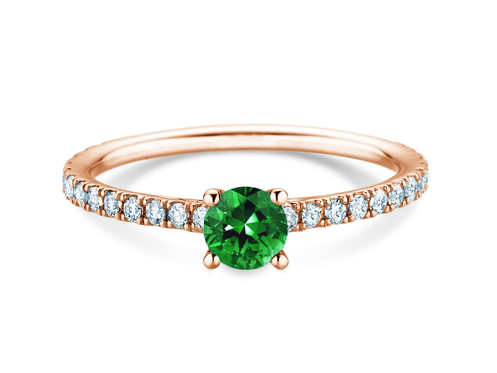 Verlobungsring Bright in 14K Roségold mit Smaragd 0,50ct und Diamanten 0,36ct