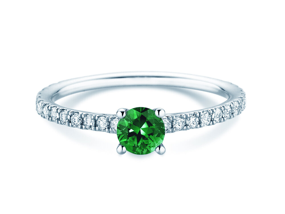 Verlobungsring Bright in 18K Weißgold mit Smaragd 0,40ct und Diamanten 0,36ct