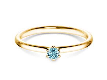 Verlobungsring Classic Colour in 14K Gelbgold mit Blautopas 0,05ct