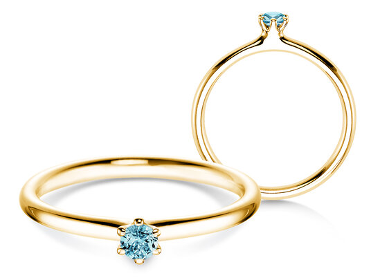 Verlobungsring Classic Colour in 14K Gelbgold mit Blautopas 0,10ct