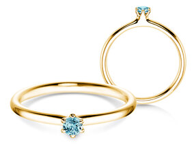 Verlobungsring Classic Colour in 9K Gelbgold mit Blautopas 0,10ct