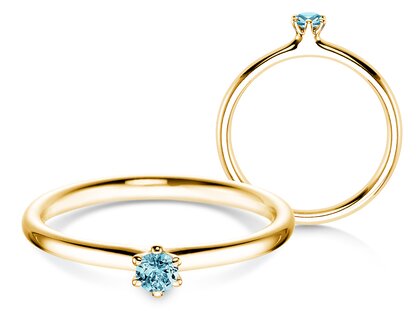 Verlobungsring Classic Colour in 9K Gelbgold mit Blautopas 0,05ct