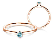 Verlobungsring Classic Colour in 9K Roségold mit Blautopas 0,10ct