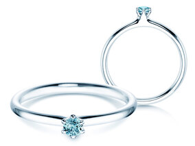 Verlobungsring Classic Colour in 9K Weißgold mit Blautopas 0,10ct