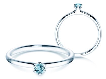Verlobungsring Classic Colour in 14K Weißgold mit Blautopas 0,05ct