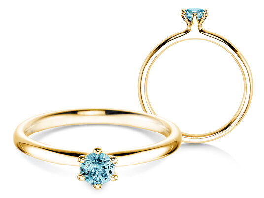 Verlobungsring Classic Colour in 9K Gelbgold mit Blautopas 0,25ct