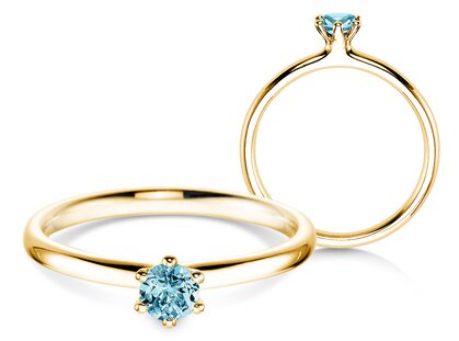 Verlobungsring Classic Colour in 14K Gelbgold mit Blautopas 0,25ct
