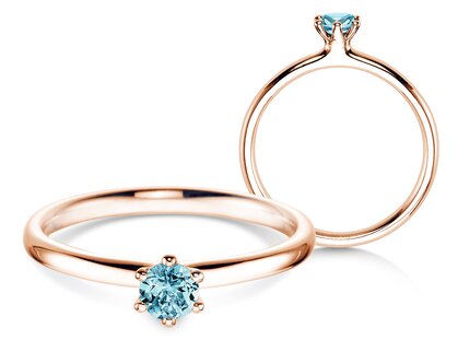 Verlobungsring Classic Colour in 14K Roségold mit Blautopas 0,25ct