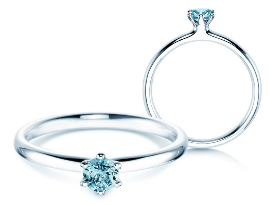 Verlobungsring Classic Colour in 9K Weißgold mit Blautopas 0,25ct