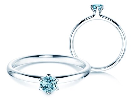 Verlobungsring Classic Colour in 9K Weißgold mit Blautopas 0,25ct