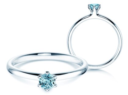 Verlobungsring Classic Colour in Silber 925/- mit Blautopas 0,15ct