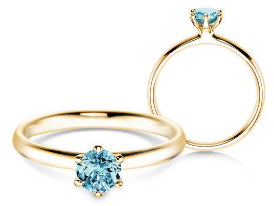 Verlobungsring Classic Colour in 14K Gelbgold mit Blautopas 0,50ct