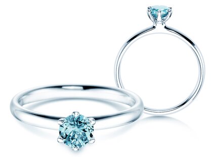 Verlobungsring Classic Colour in Platin 950/- mit Blautopas 0,50ct