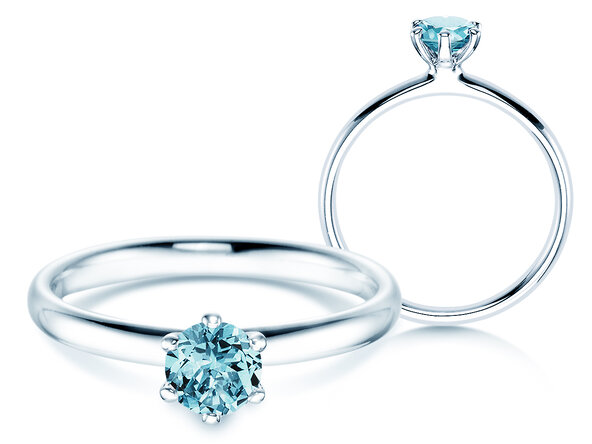 Verlobungsring Classic Colour in 14K Weißgold mit Blautopas 0,50ct