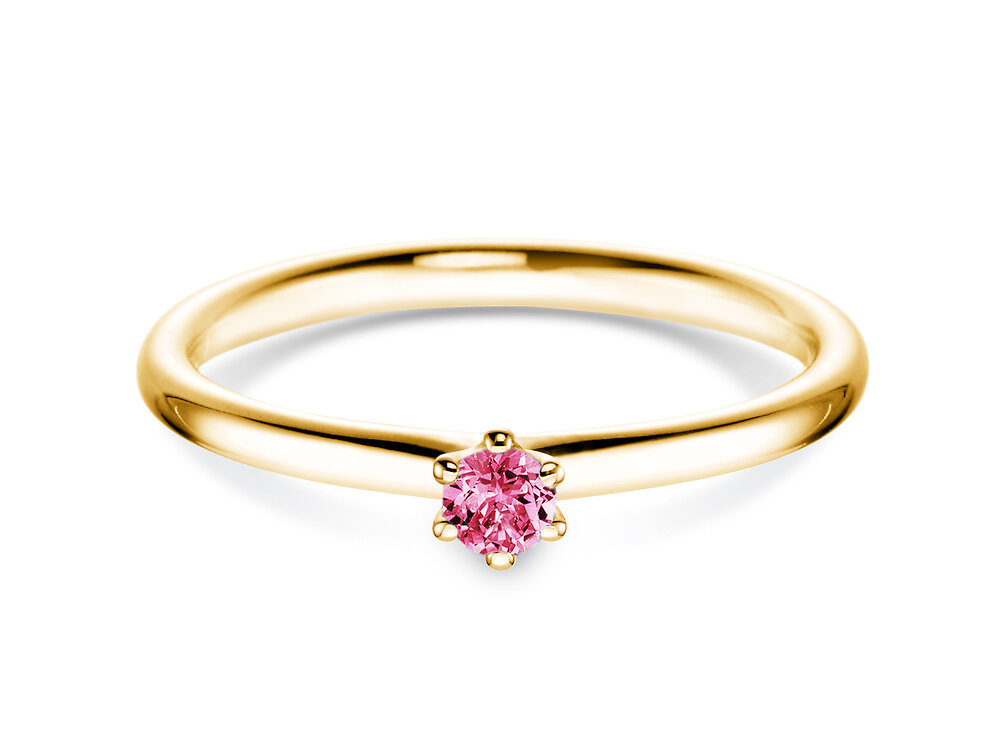 Verlobungsring Classic Colour in 9K Gelbgold mit Pinker Turmalin 0,10ct
