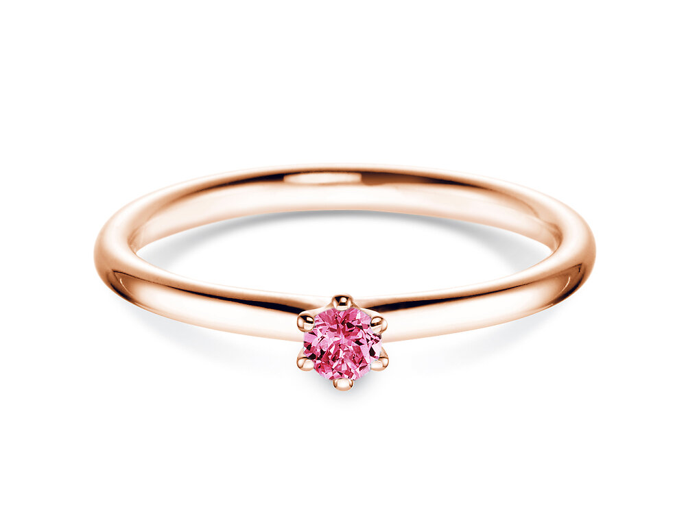 Verlobungsring Classic Colour in 14K Roségold mit Pinker Turmalin 0,10ct