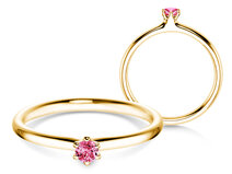 Verlobungsring Classic Colour in 9K Gelbgold mit Pinker Turmalin 0,05ct