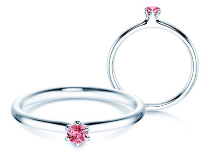 Verlobungsring Classic Colour in Silber 925/- mit Pinker Turmalin 0,10ct