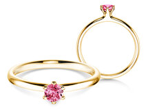 Verlobungsring Classic Colour in 14K Gelbgold mit Pinker Turmalin 0,15ct