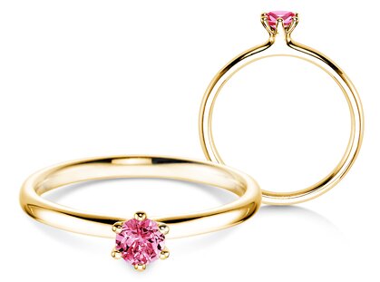 Verlobungsring Classic Colour in 9K Gelbgold mit Pinker Turmalin 0,25ct