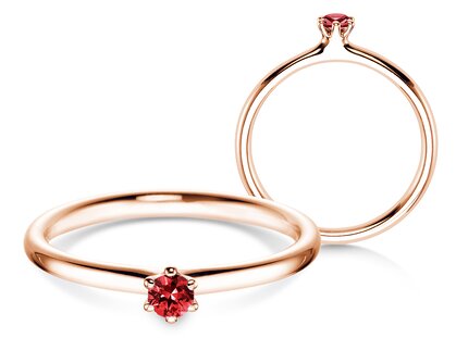 Verlobungsring Classic Colour in 9K Roségold mit Rubin 0,05ct