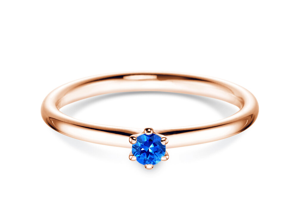 Verlobungsring Classic Colour in 9K Roségold mit Saphir 0,05ct