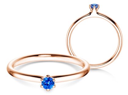 Verlobungsring Classic Colour in 9K Roségold mit Saphir 0,05ct