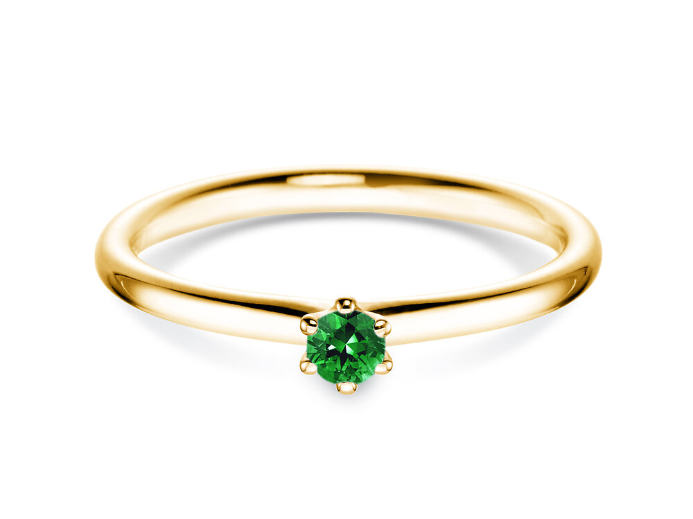 Verlobungsring Classic Colour in 18K Gelbgold mit Smaragd 0,10ct