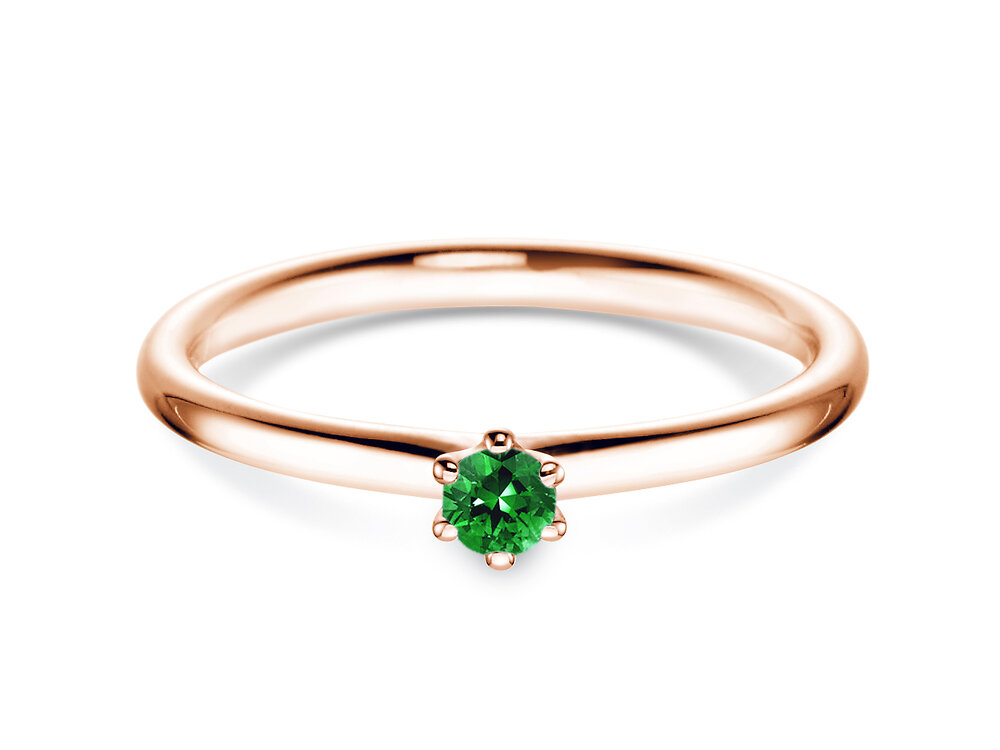 Verlobungsring Classic Colour in 14K Roségold mit Smaragd 0,05ct