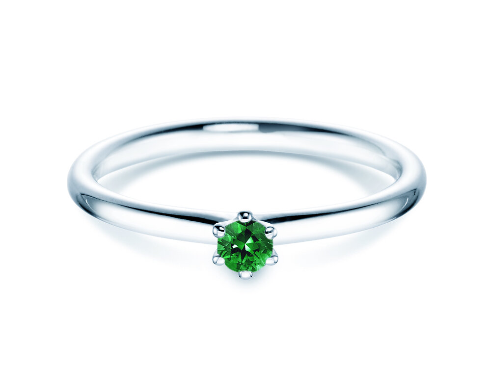 Verlobungsring Classic Colour in Platin 950/- mit Smaragd 0,05ct