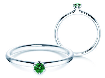 Verlobungsring Classic Colour in Silber 925/- mit Smaragd 0,05ct