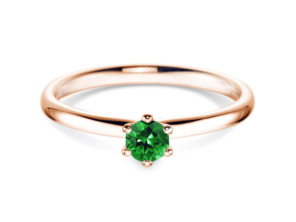 Verlobungsring Classic Colour in 14K Roségold mit Smaragd 0,15ct