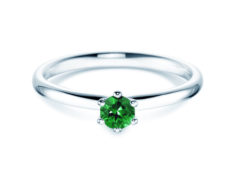Verlobungsring Classic Colour in Platin 950/- mit Smaragd 0,25ct