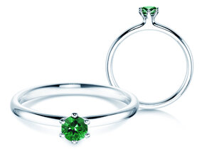 Verlobungsring Classic Colour in Platin 950/- mit Smaragd 0,25ct