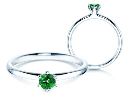 Verlobungsring Classic Colour in Platin 950/- mit Smaragd 0,25ct