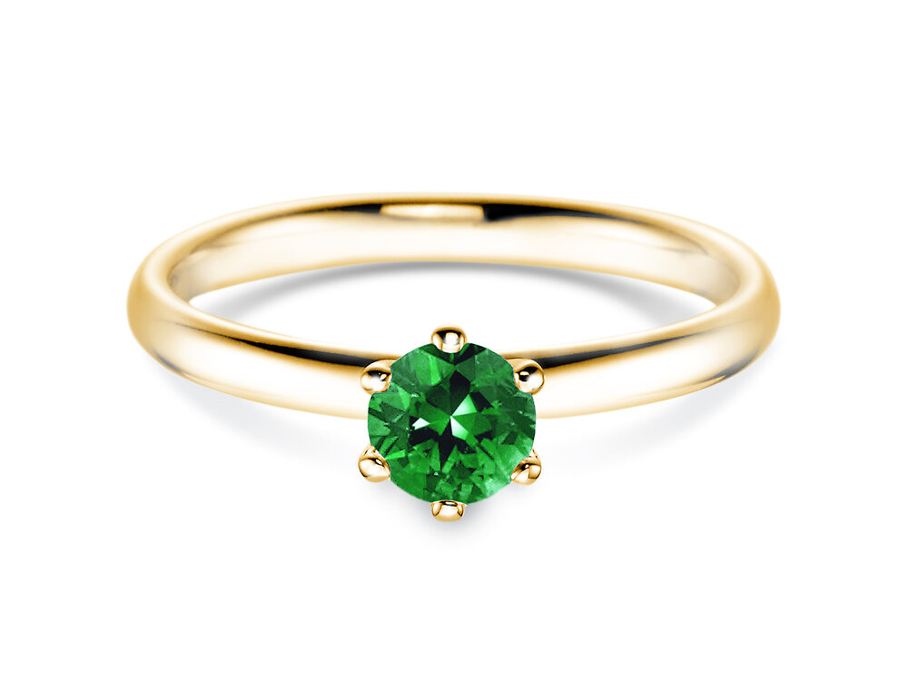 Verlobungsring Classic Colour in 14K Gelbgold mit Smaragd 0,50ct
