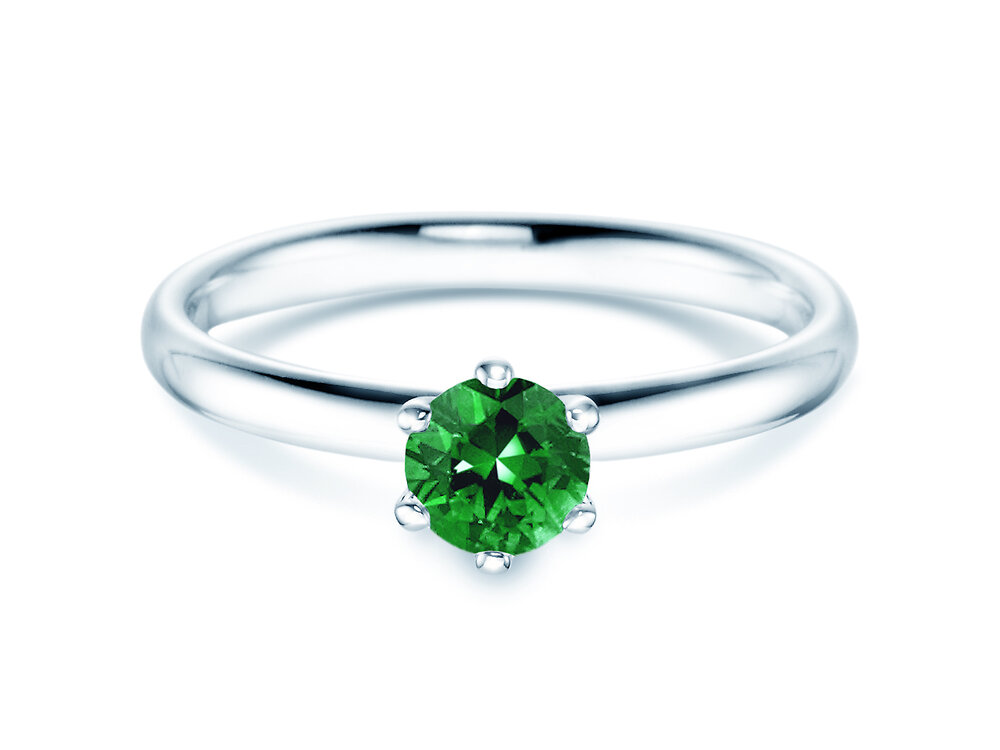 Verlobungsring Classic Colour in Platin 950/- mit Smaragd 0,50ct