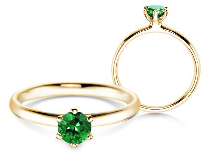 Verlobungsring Classic Colour in 18K Gelbgold mit Smaragd 0,50ct