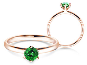 Verlobungsring Classic Colour in 9K Roségold mit Smaragd 0,50ct