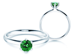 Verlobungsring Classic Colour in 9K Weißgold mit Smaragd 0,50ct