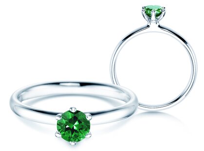 Verlobungsring Classic Colour in 9K Weißgold mit Smaragd 0,50ct