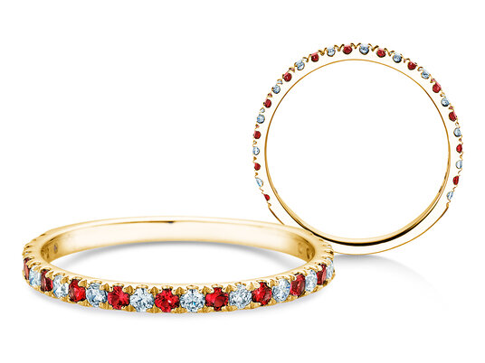 Verlobungsring Dusk mit Diamant und Farbedelstein in 9K Weißgold mit Rubin 0,19ct und Diamanten 0,19ct