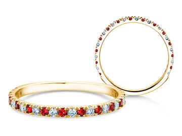 Verlobungsring Dusk mit Diamant und Farbedelstein in 14K Weißgold mit Rubin 0,19ct und Diamanten 0,19ct