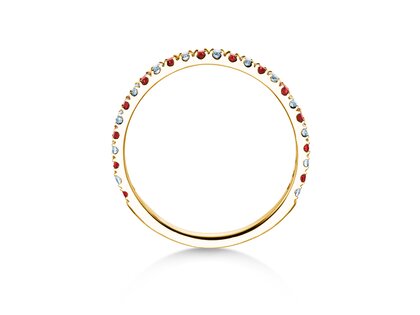 Verlobungsring Dusk mit Diamant und Farbedelstein in 14K Gelbgold mit Rubin 0,19ct und Diamanten 0,19ct
