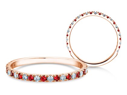Verlobungsring Dusk mit Diamant und Farbedelstein in 14K Roségold mit Rubin 0,19ct und Diamanten 0,19ct