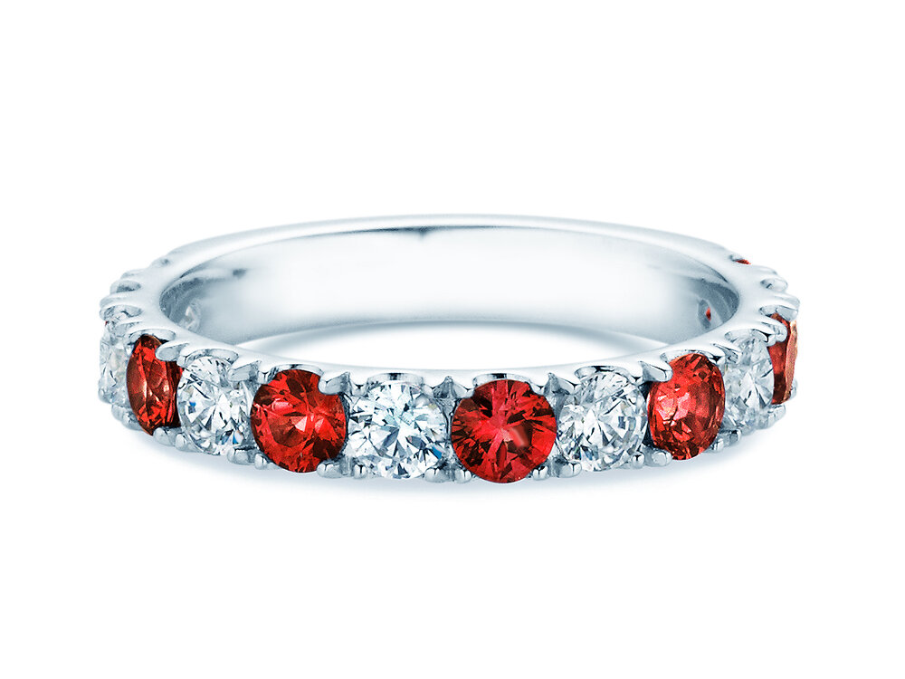 Verlobungsring Dusk mit Diamant und Farbedelstein in 14K Weißgold mit Rubin 0,48ct und Diamanten 0,48ct